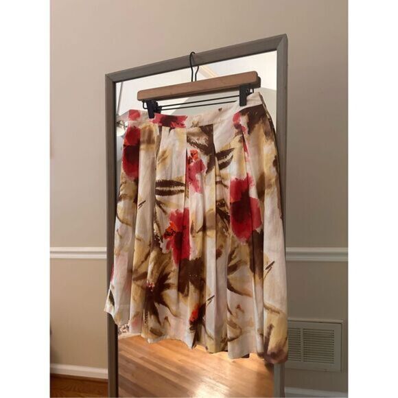 Talbots Watercolor A line Pleated Skirt Size 8 Red‎ - Picture 1 of 4